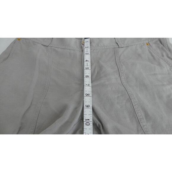 Y2K Armani Exchange Jogger Pants Women's 10 Khaki Linen Blend Cinch Ankle - Picture 11 of 12